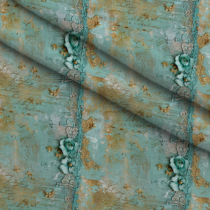 Gilded Lace Script Pattern 5 Minky Fabric