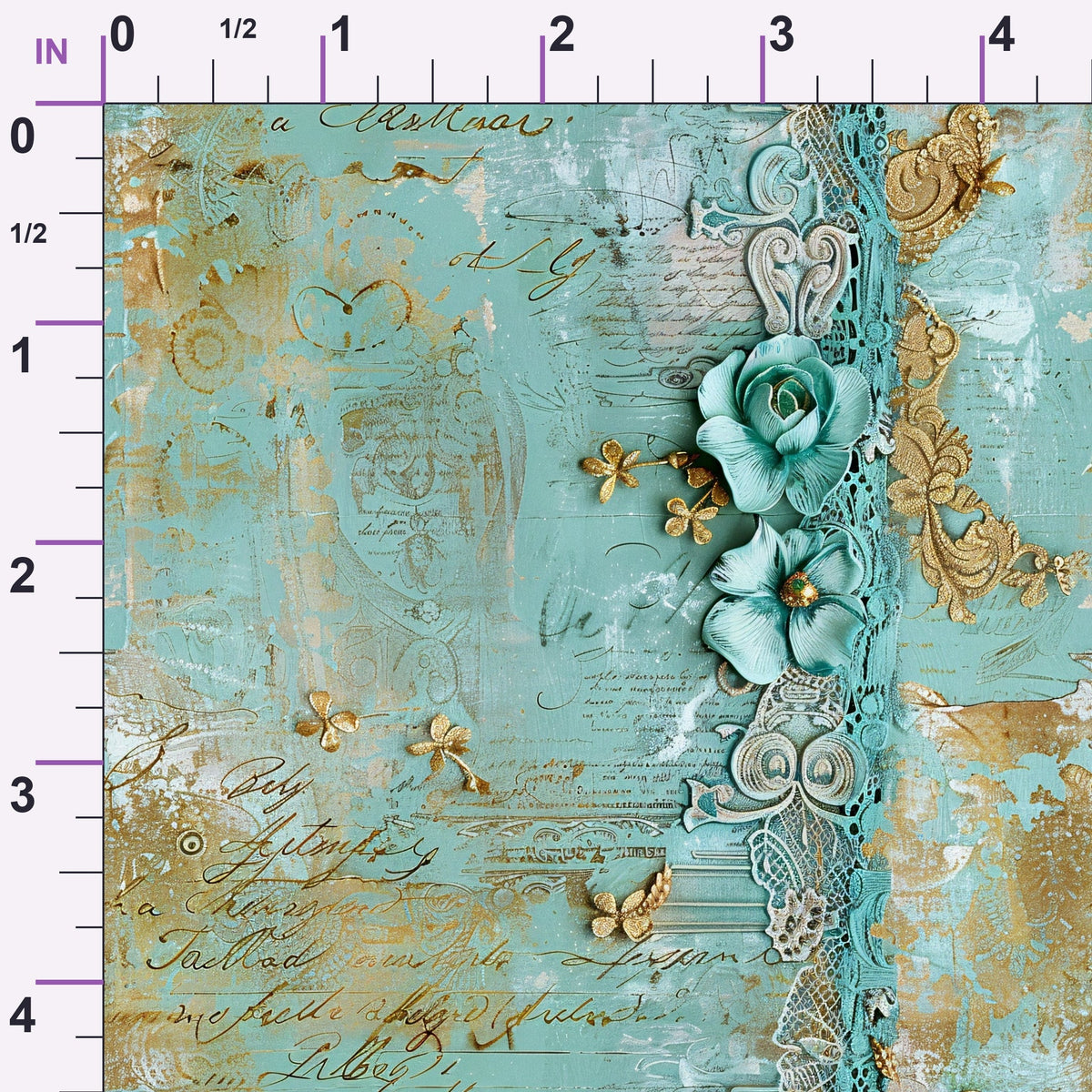 Gilded Lace Script Pattern 5 Minky Fabric