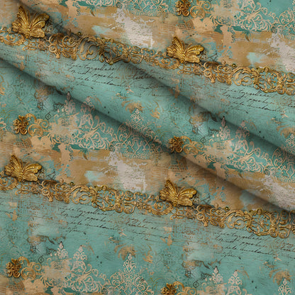 Gilded Lace Script Pattern 6 Minky Fabric