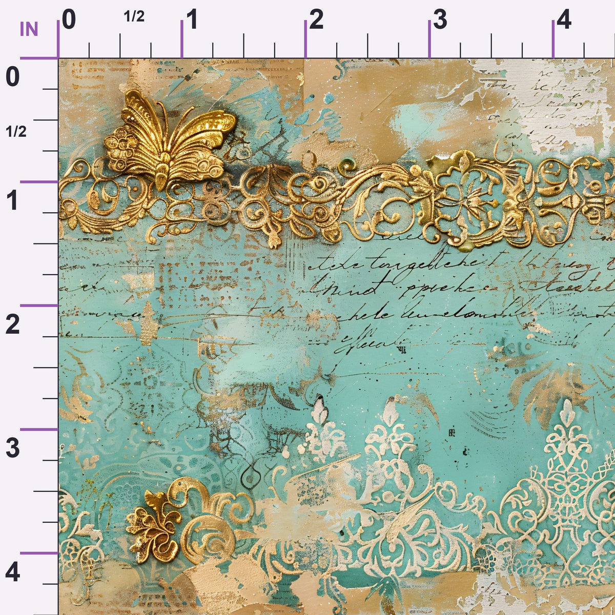 Gilded Lace Script Pattern 6 Minky Fabric