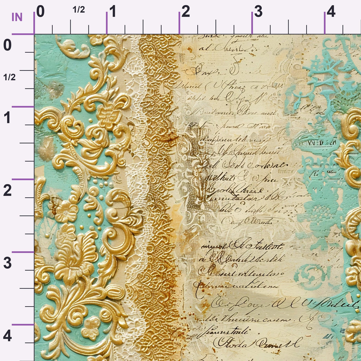 Gilded Lace Script Pattern 7 Minky Fabric