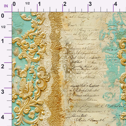 Gilded Lace Script Pattern 7 Minky Fabric