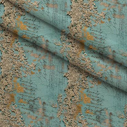 Gilded Lace Script Pattern 8 Minky Fabric