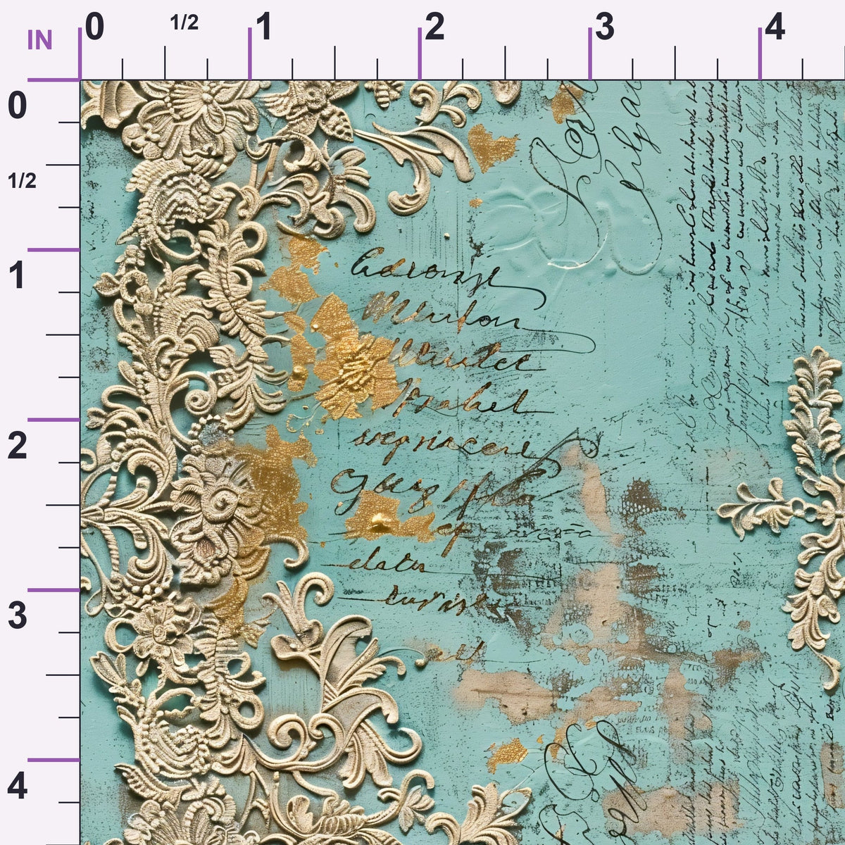Gilded Lace Script Pattern 8 Minky Fabric