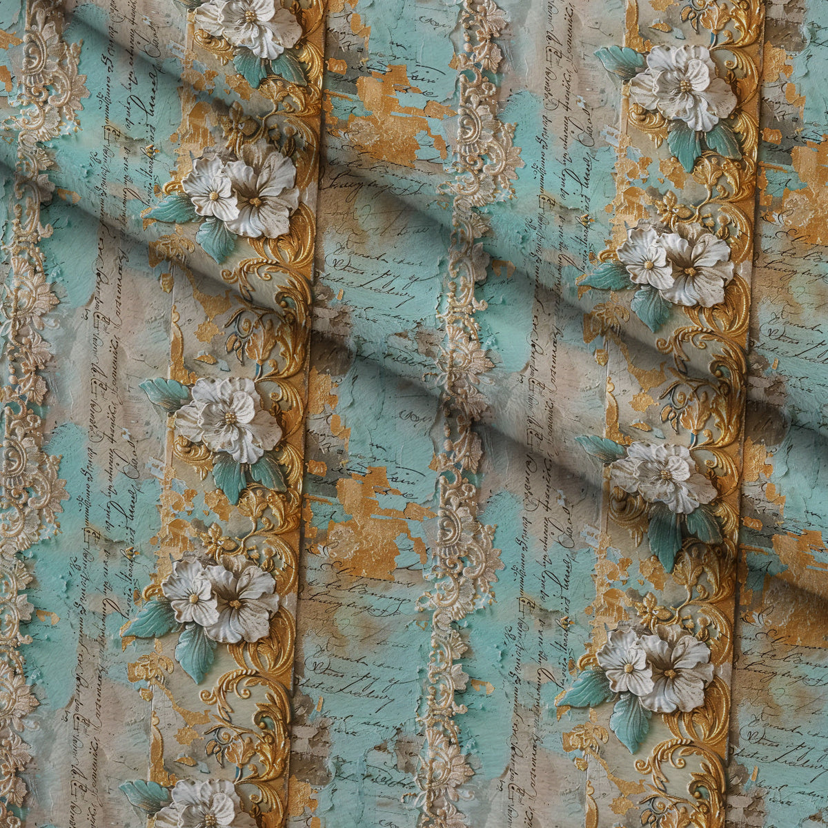 Gilded Lace Script Pattern 9 Minky Fabric