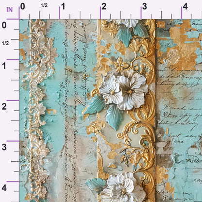 Gilded Lace Script Pattern 9 Minky Fabric