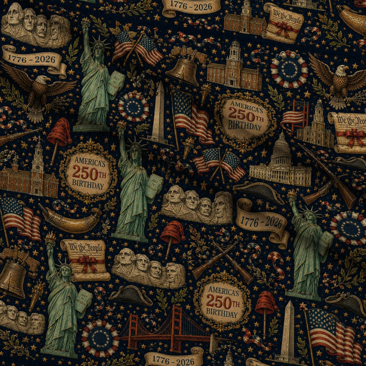 Gilded Liberty Pattern 3 Minky Fabric