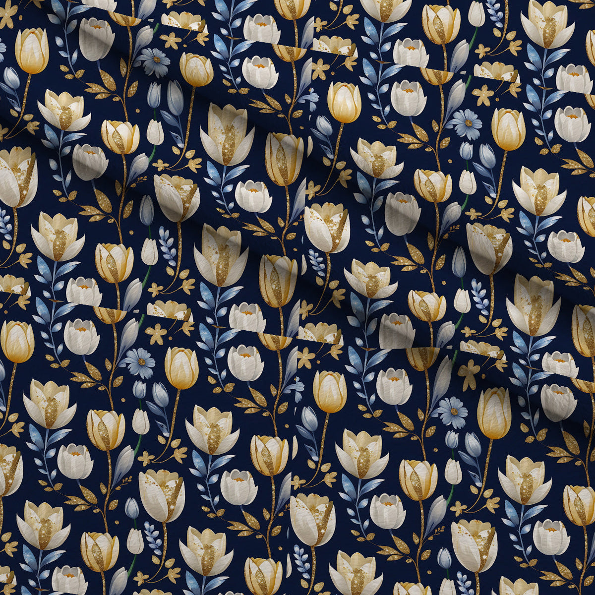 Gilded Midnight Tulips Pattern 1 Minky Fabric