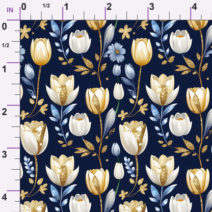 Gilded Midnight Tulips Pattern 1 Minky Fabric