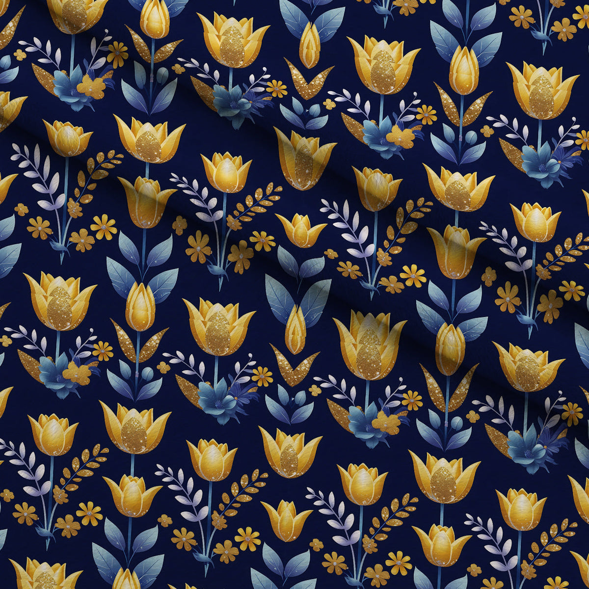 Gilded Midnight Tulips Pattern 10 Minky Fabric