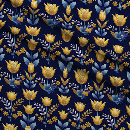 Gilded Midnight Tulips Pattern 10 Minky Fabric