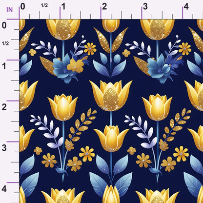 Gilded Midnight Tulips Pattern 10 Minky Fabric