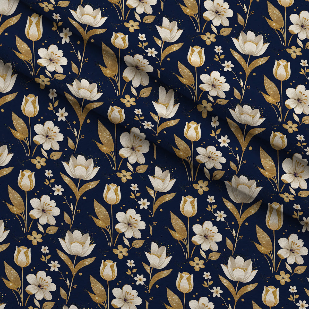 Gilded Midnight Tulips Pattern 11 Minky Fabric