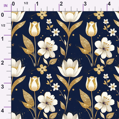 Gilded Midnight Tulips Pattern 11 Minky Fabric