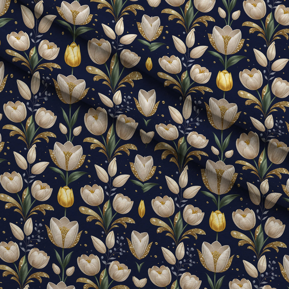 Gilded Midnight Tulips Pattern 13 Minky Fabric