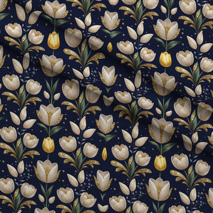 Gilded Midnight Tulips Pattern 13 Minky Fabric