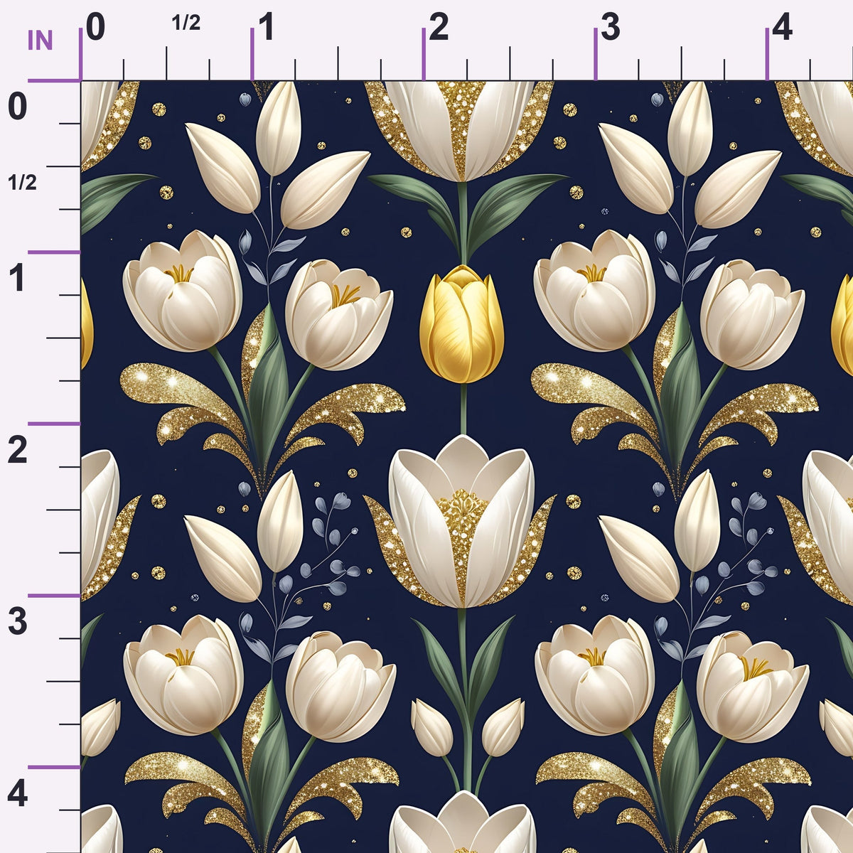 Gilded Midnight Tulips Pattern 13 Minky Fabric