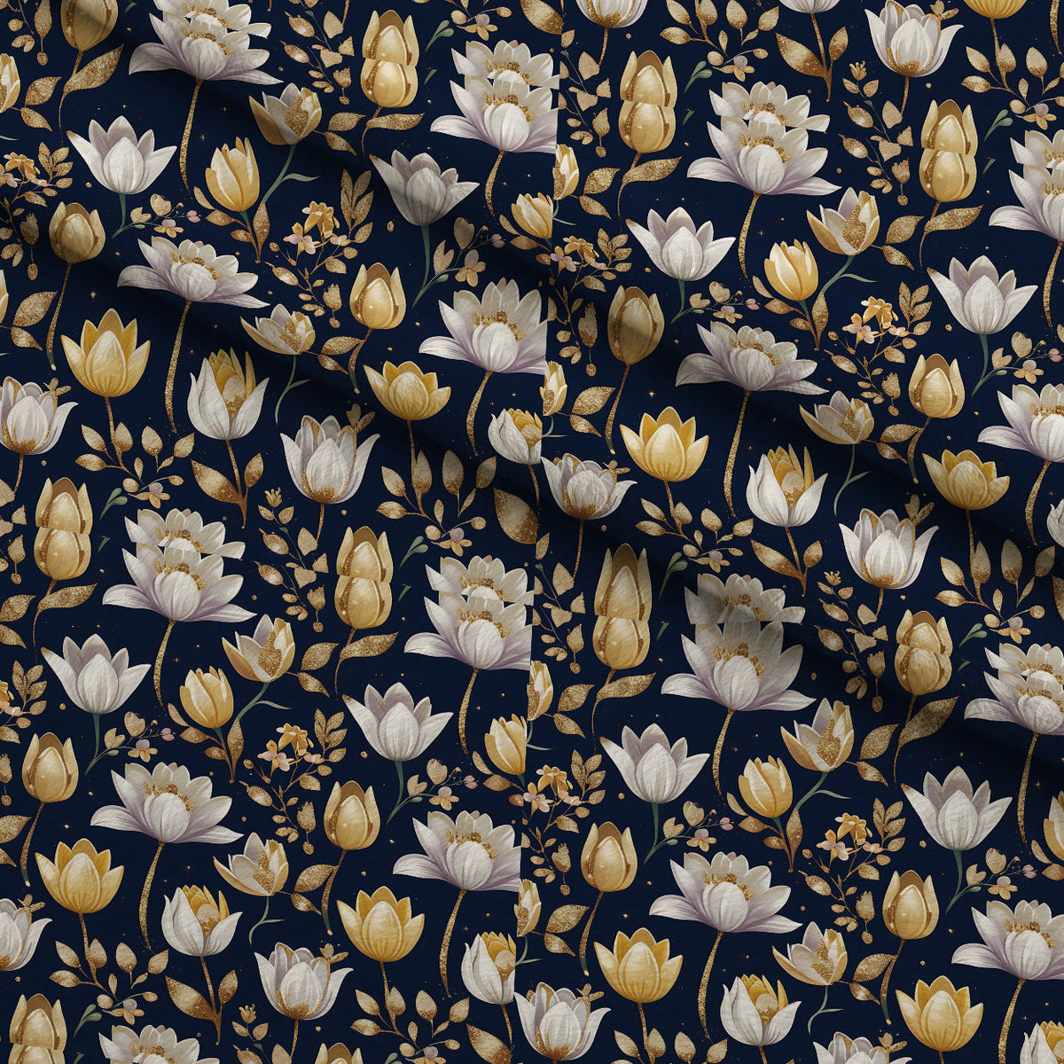 Gilded Midnight Tulips Pattern 15 Minky Fabric
