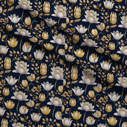 Gilded Midnight Tulips Pattern 15 Minky Fabric