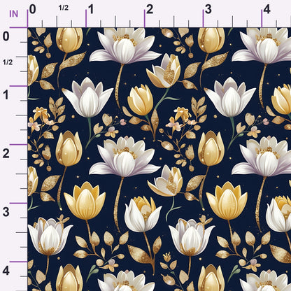 Gilded Midnight Tulips Pattern 15 Minky Fabric