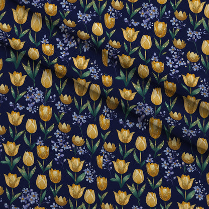 Gilded Midnight Tulips Pattern 16 Minky Fabric