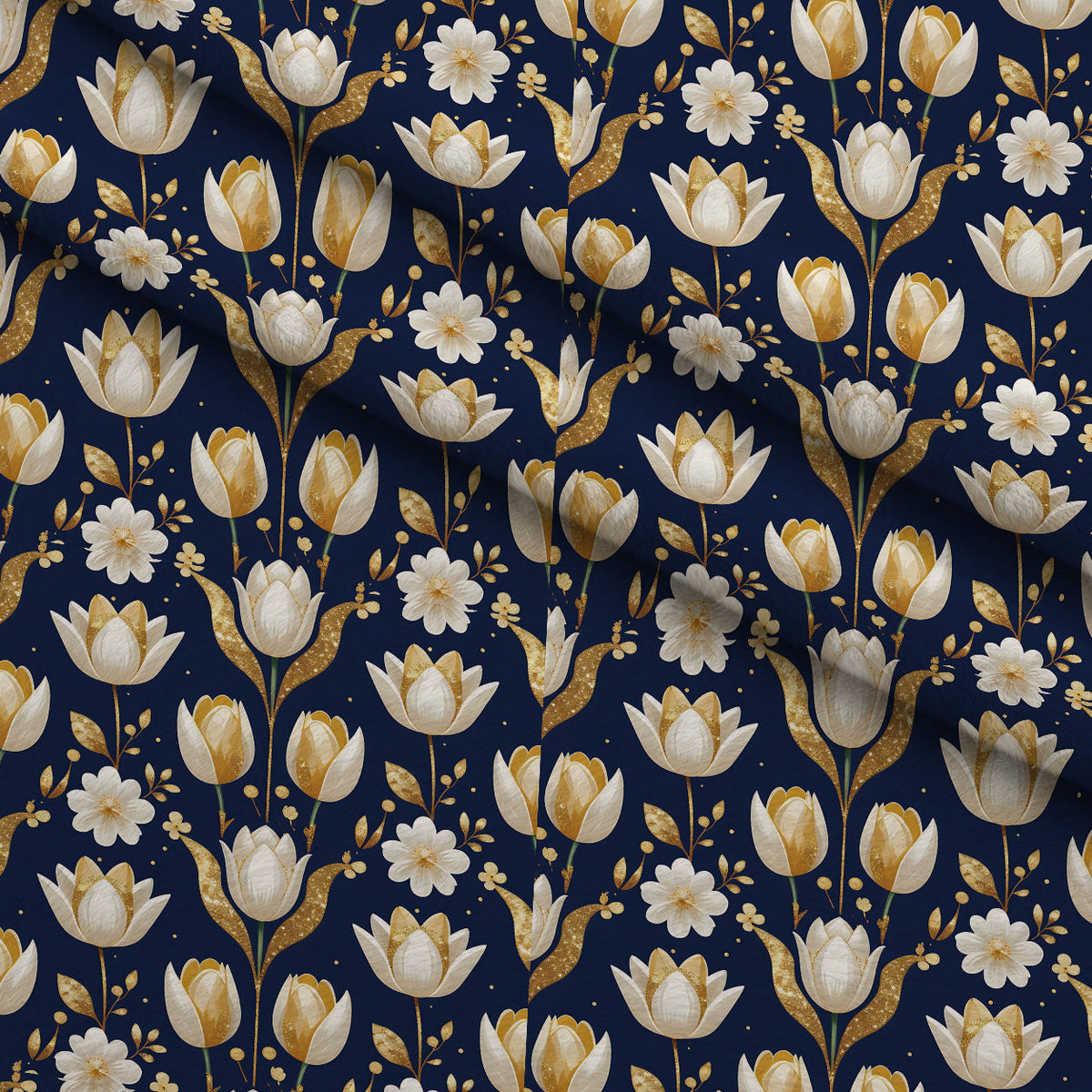 Gilded Midnight Tulips Pattern 5 Minky Fabric