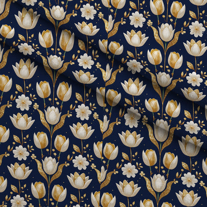 Gilded Midnight Tulips Pattern 5 Minky Fabric