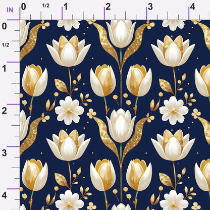 Gilded Midnight Tulips Pattern 5 Minky Fabric