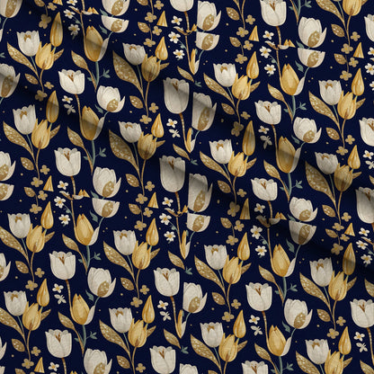 Gilded Midnight Tulips Pattern 9 Minky Fabric