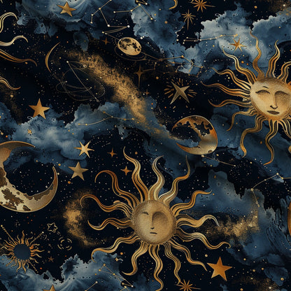 Gilded Night Sky Pattern 2 Minky Fabric