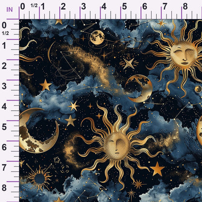 Gilded Night Sky Pattern 2 Minky Fabric