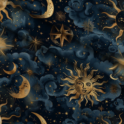 Gilded Night Sky Pattern 5 Minky Fabric