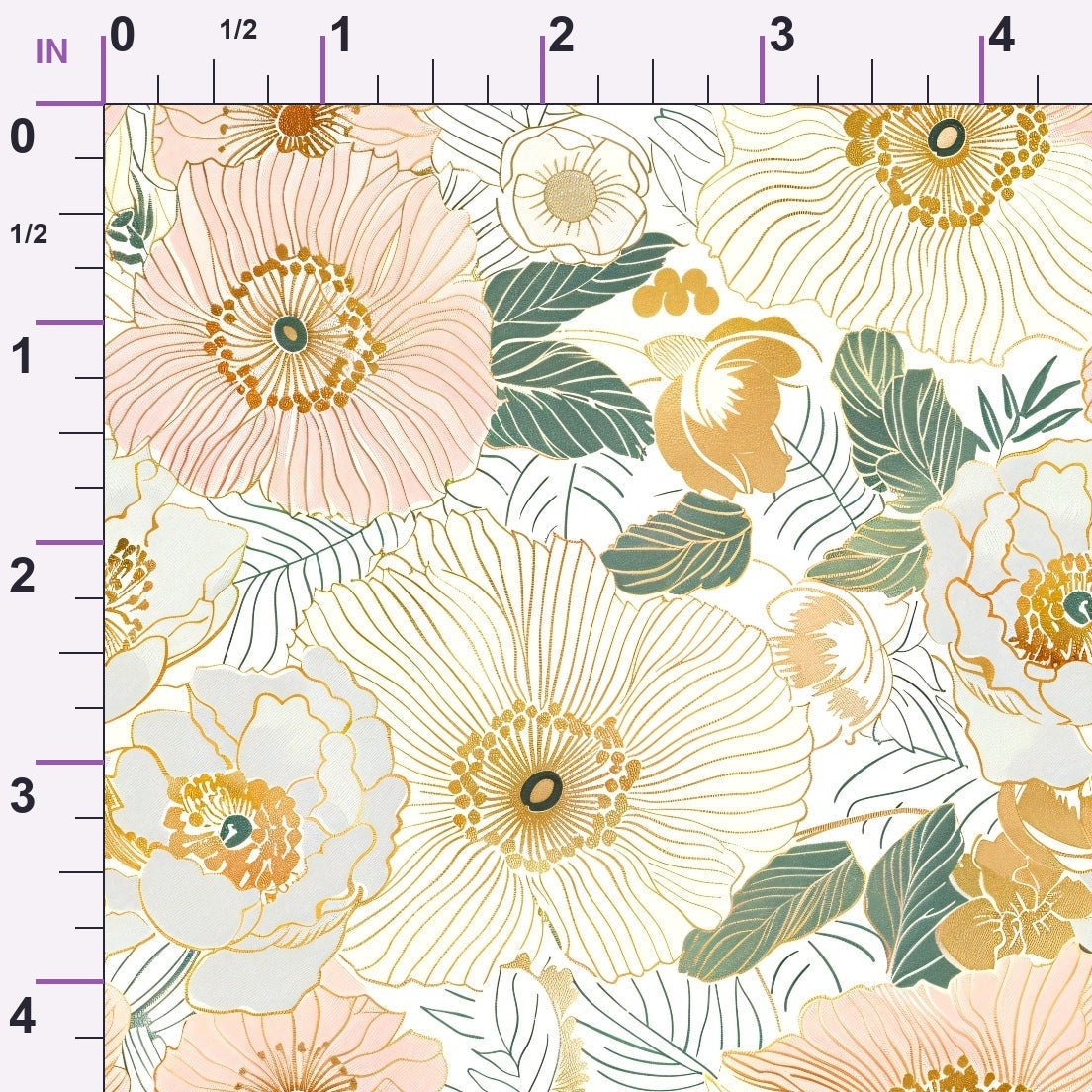 Gilded Peonies Pattern 1 Minky Fabric