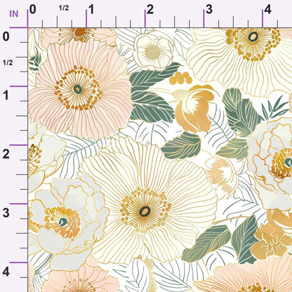 Gilded Peonies Pattern 1 Minky Fabric