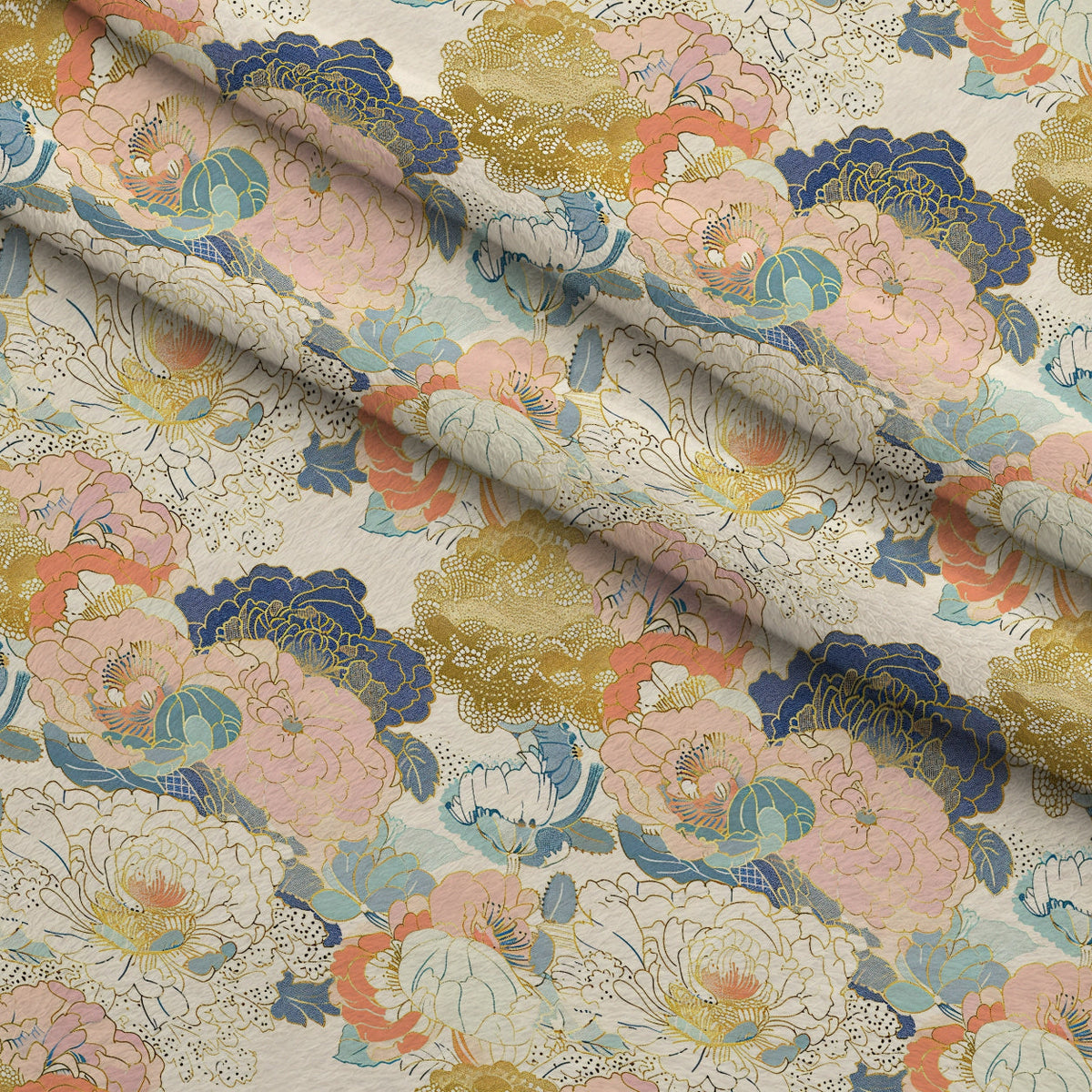 Gilded Peonies Pattern 10 Minky Fabric
