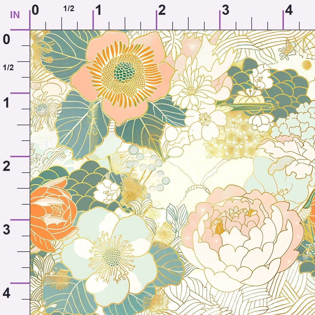 Gilded Peonies Pattern 11 Minky Fabric