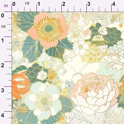 Gilded Peonies Pattern 11 Minky Fabric