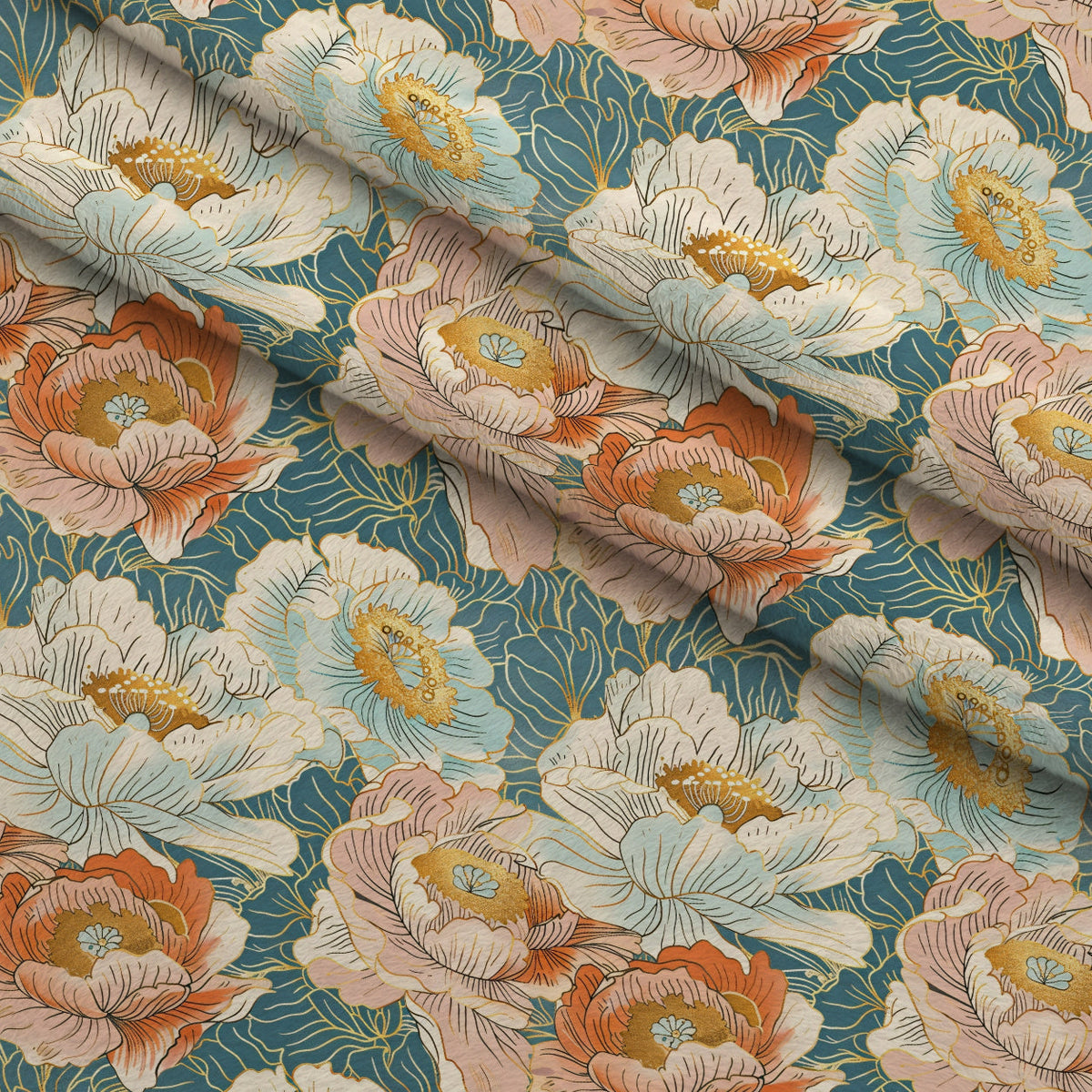 Gilded Peonies Pattern 12 Minky Fabric