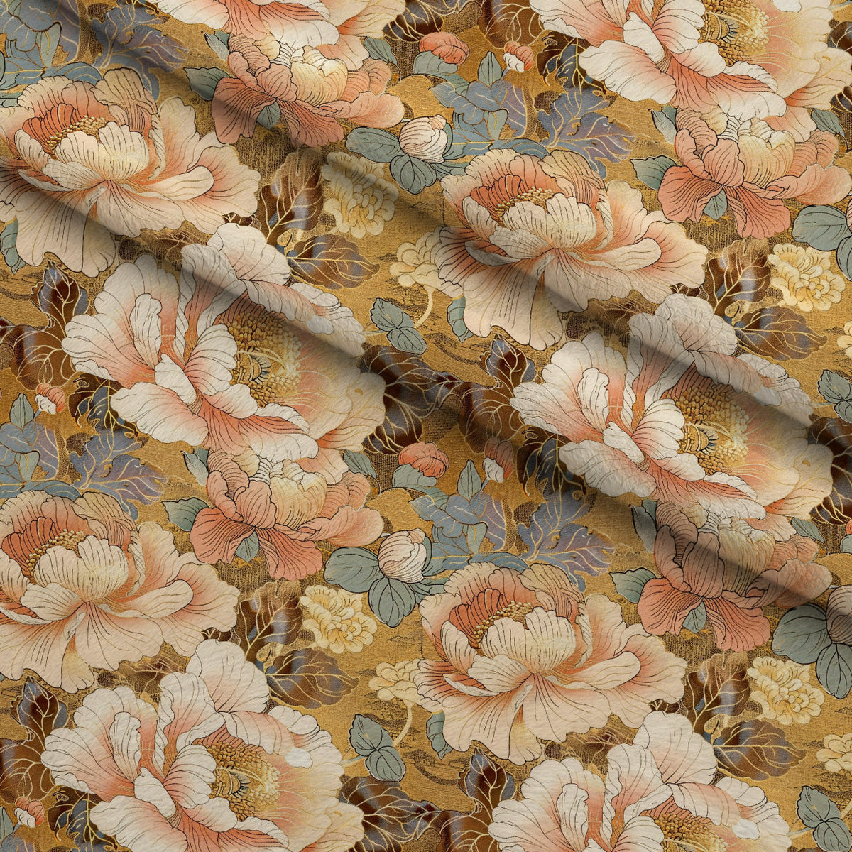 Gilded Peonies Pattern 13 Minky Fabric