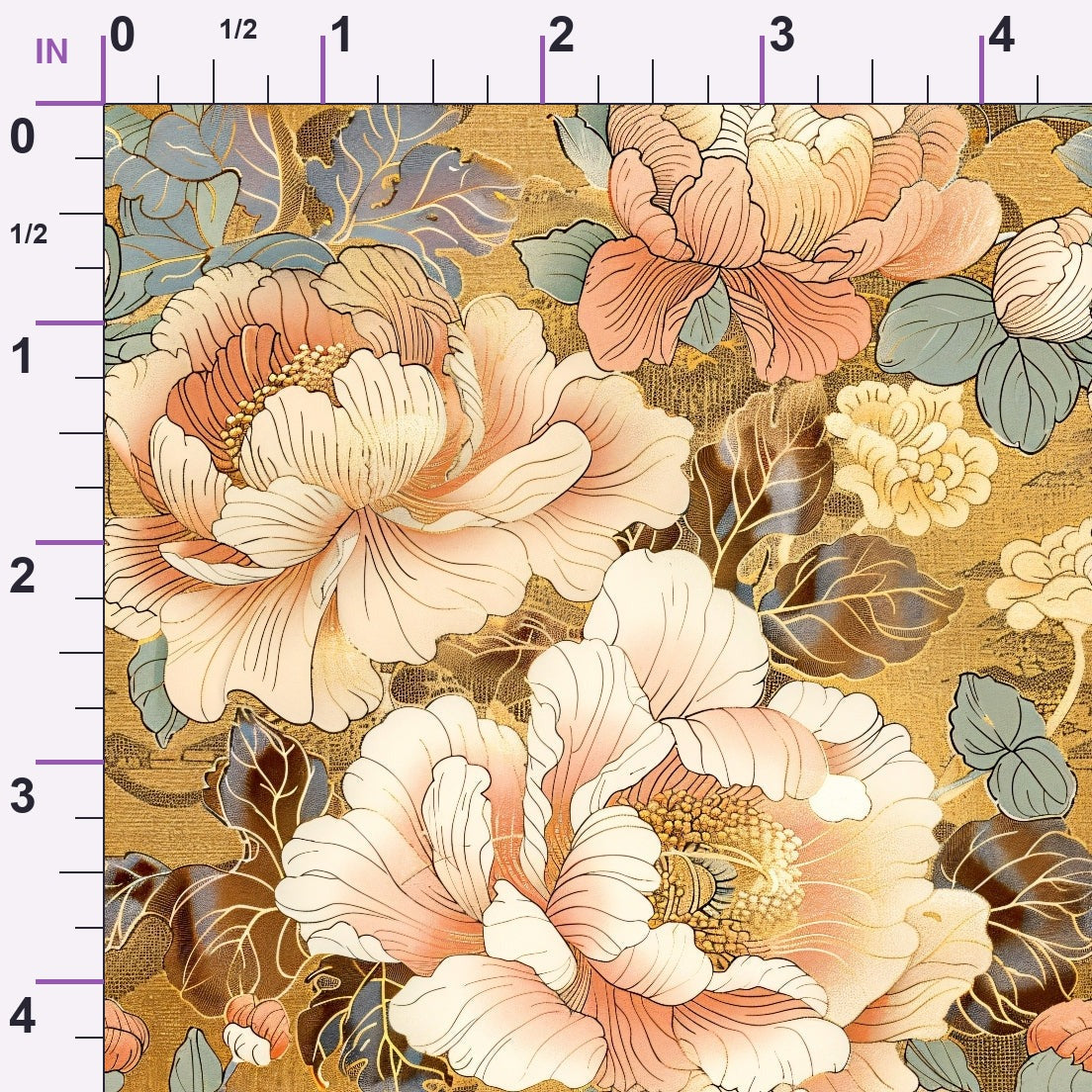 Gilded Peonies Pattern 13 Minky Fabric