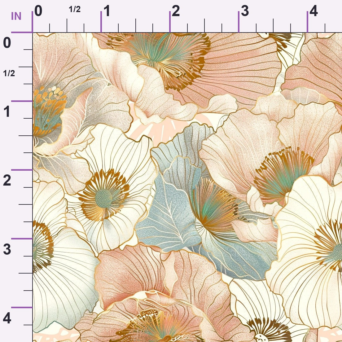 Gilded Peonies Pattern 14 Minky Fabric