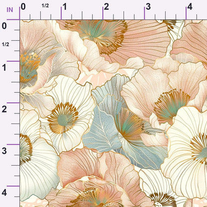 Gilded Peonies Pattern 14 Minky Fabric