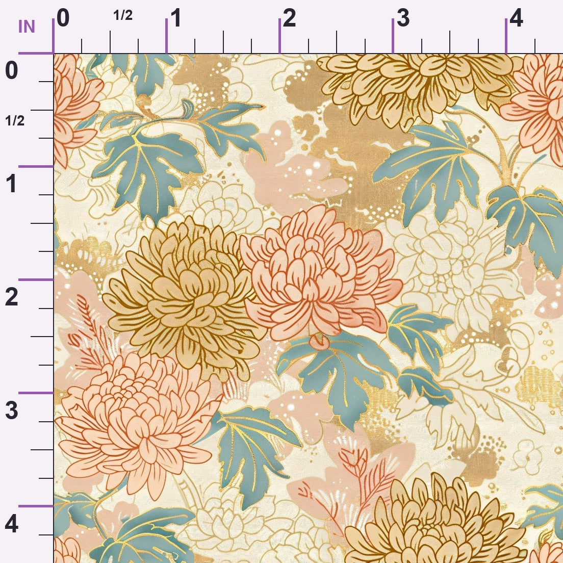 Gilded Peonies Pattern 15 Minky Fabric