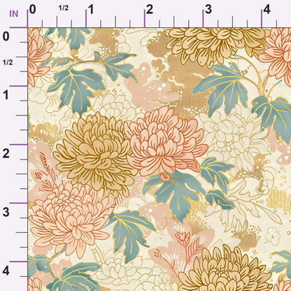 Gilded Peonies Pattern 15 Minky Fabric