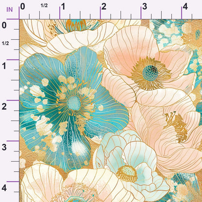 Gilded Peonies Pattern 16 Minky Fabric