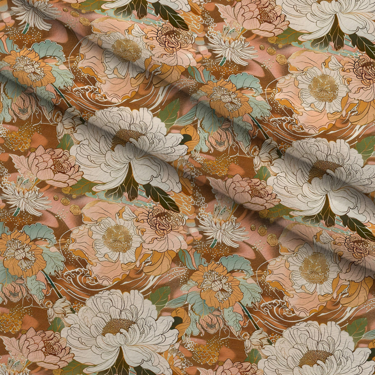 Gilded Peonies Pattern 17 Minky Fabric
