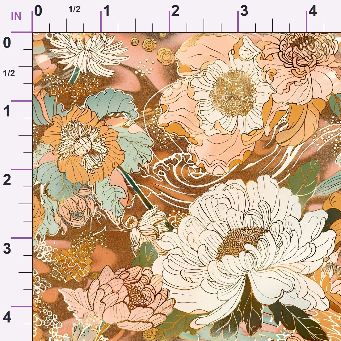 Gilded Peonies Pattern 17 Minky Fabric