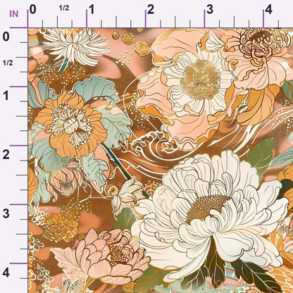 Gilded Peonies Pattern 17 Minky Fabric