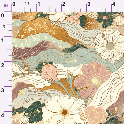 Gilded Peonies Pattern 18 Minky Fabric