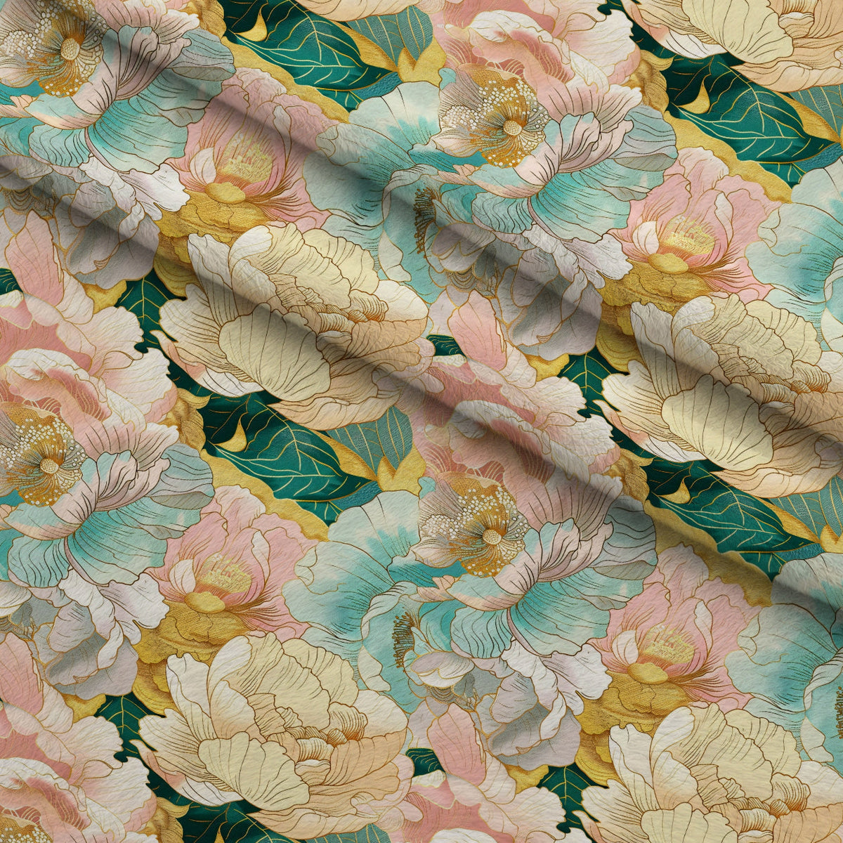 Gilded Peonies Pattern 19 Minky Fabric
